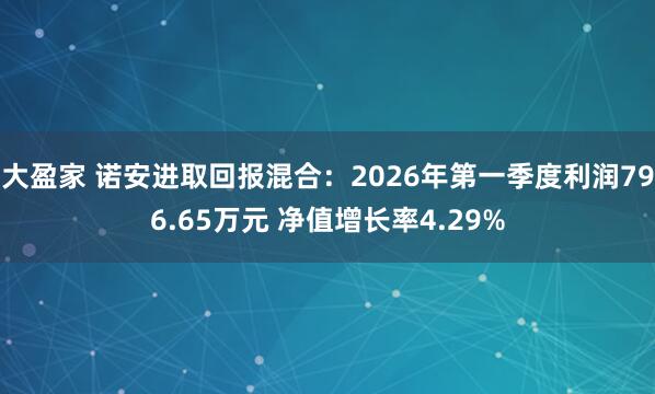 大盈家 诺安进取回报混合：2026年第一季度利润796.65万元 净值增长率4.29%